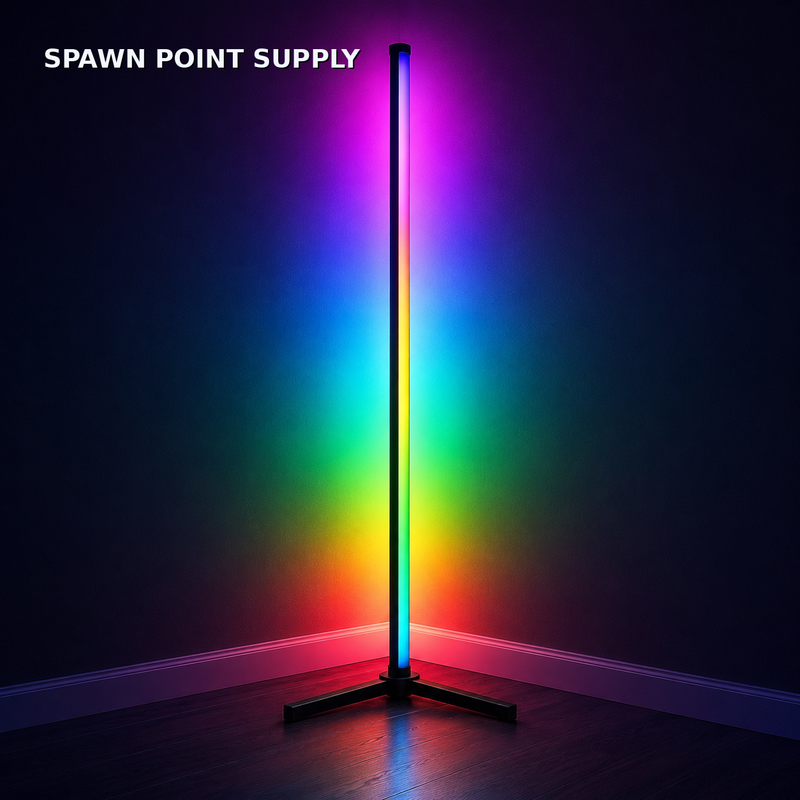 RGB corner floor lamp 55.9 inch with multi-color gradient lighting in room corner