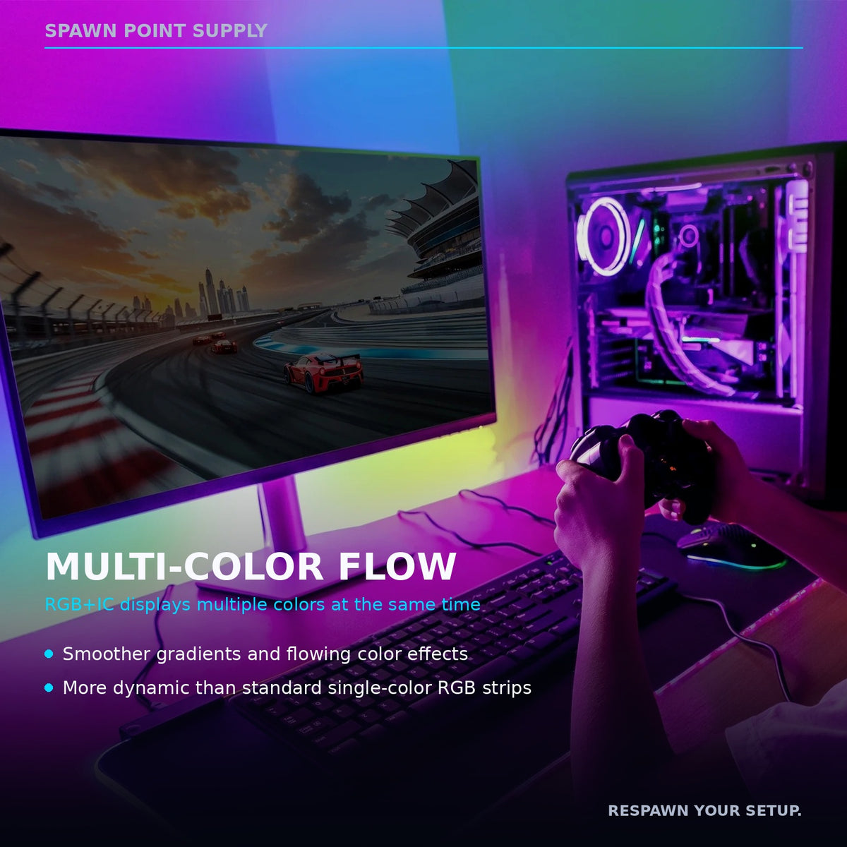 Monster 16.4 ft RGB+IC LED Light Strip – Sound Reactive