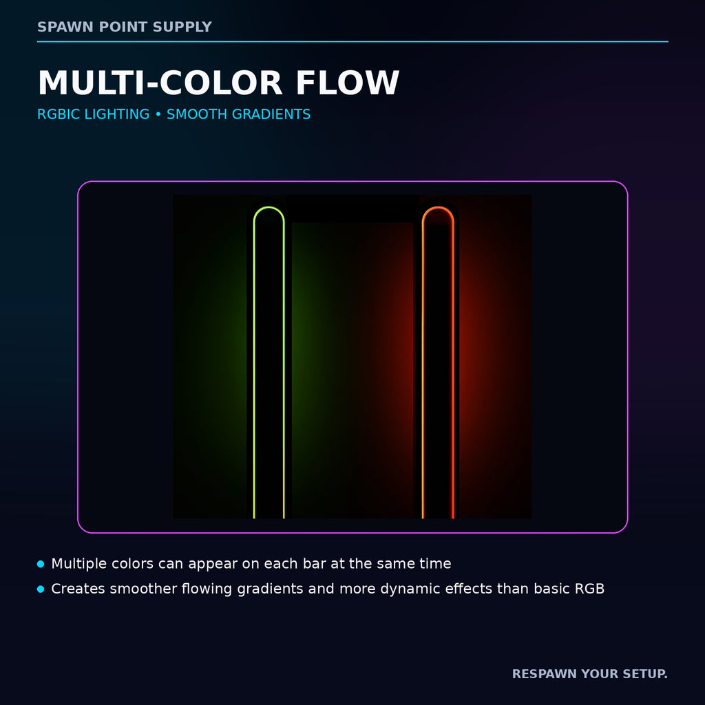 RGBIC LED light bars displaying multi-color gradient lighting effects
