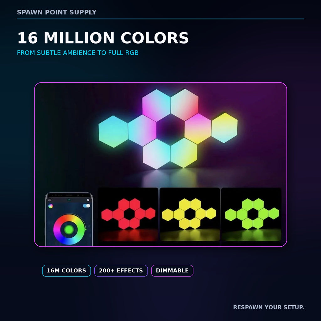 RGB Hexagon Light Panels – 6 Pack with App & Music Sync