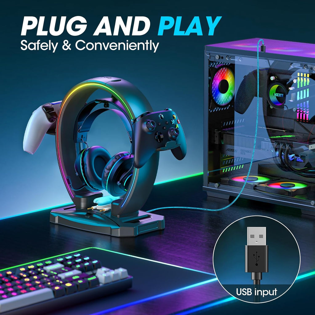 RGB Headset & Controller Stand – 9 Light Modes