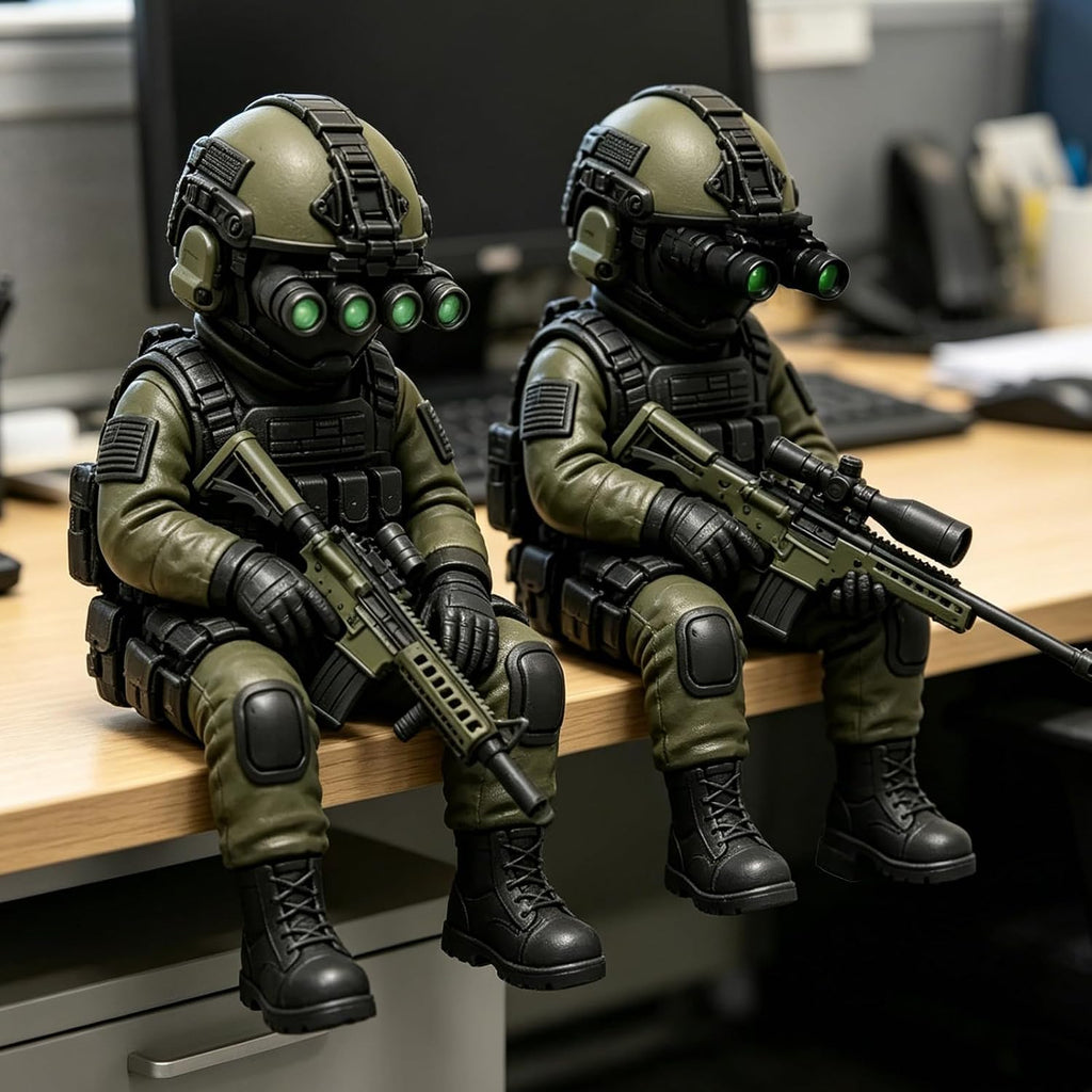 Mini Tactical Soldier Statue 3.15 Inch, Lifelike Special Forces Sniper Figure, Desktop Decor Collectible Gift for Military Lovers & Gamers（2Pcs