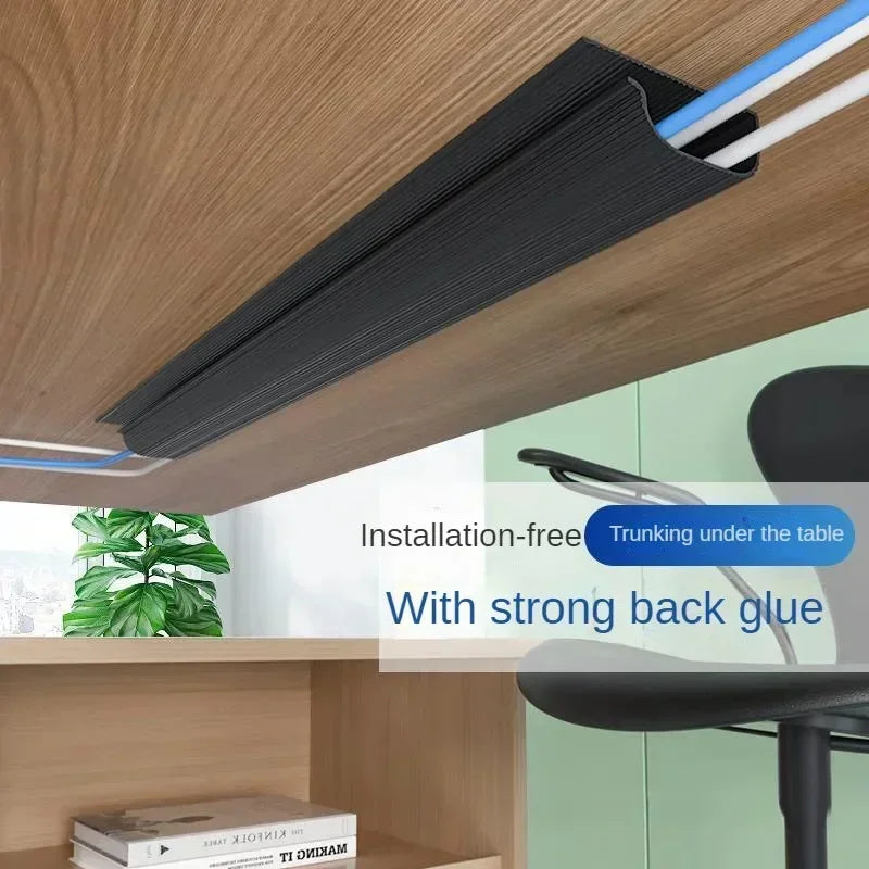 No-Drill Under-Desk Cable Management Raceway