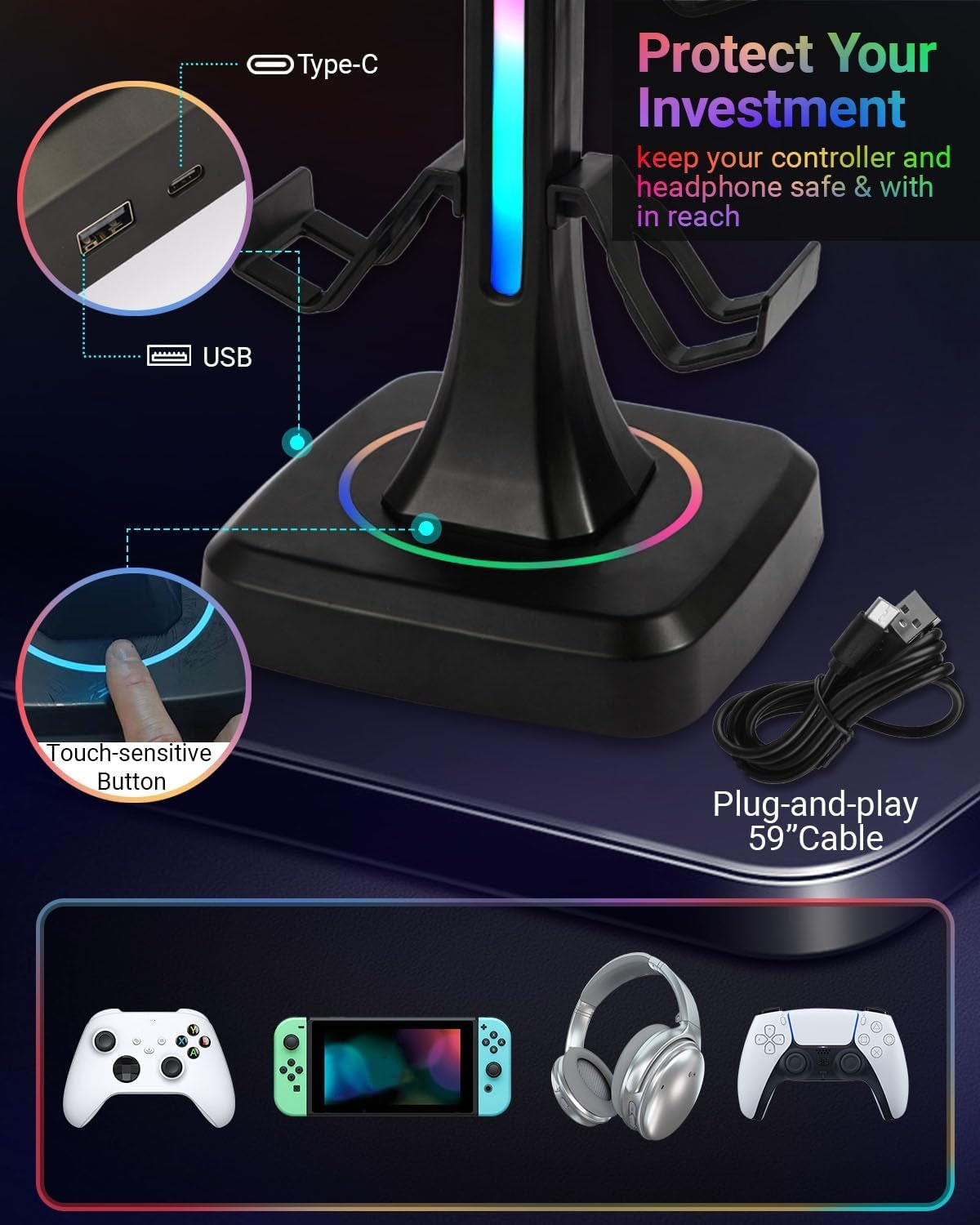 RGB Controller & Headset Stand