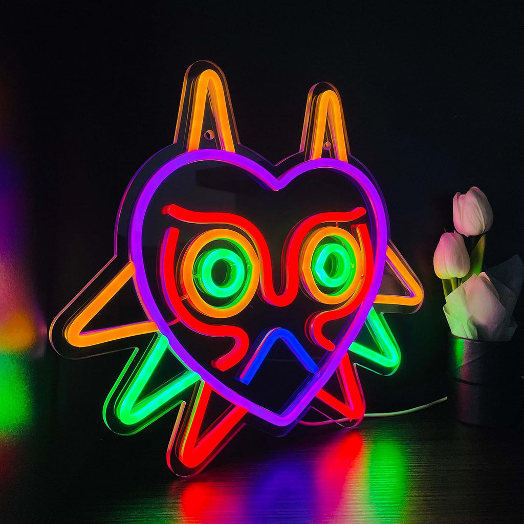Majora'S Mask LED Sign Loz Neon Sign for Room Wall Decor Gamer Gifts Zelda Mask Game Room Decor LED Neon Light for Zelda Fans (Majoras Mask)