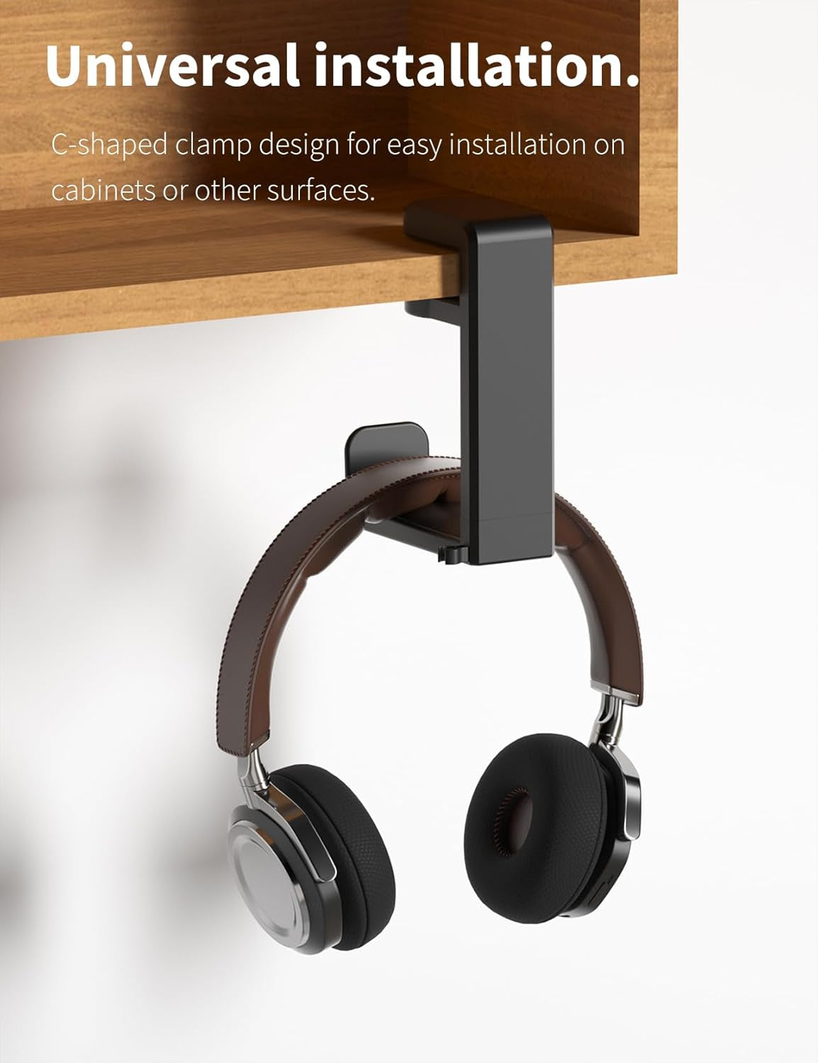 360° Under-Desk Headset Hanger – Black