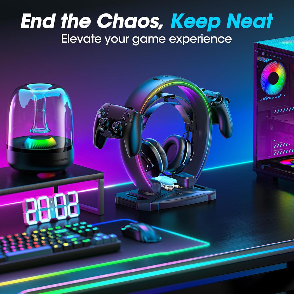 RGB Headset & Controller Stand – 9 Light Modes