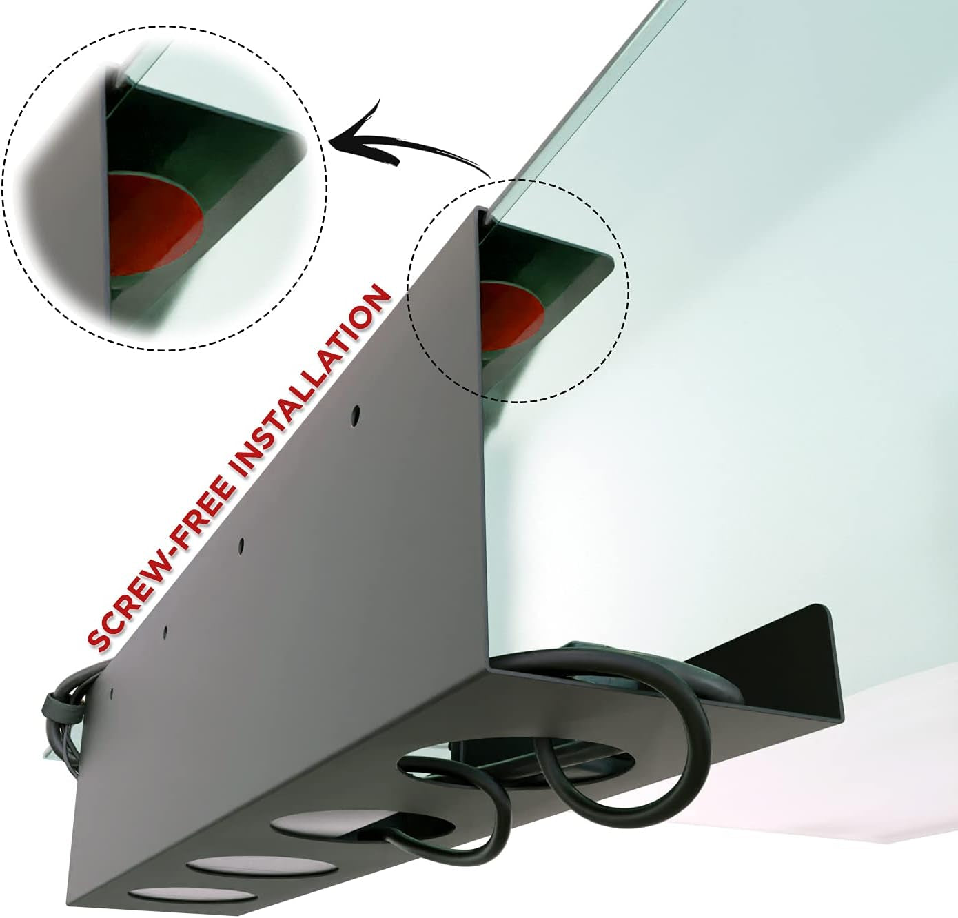 17" No-Drill Under-Desk Cable Management Tray – Black
