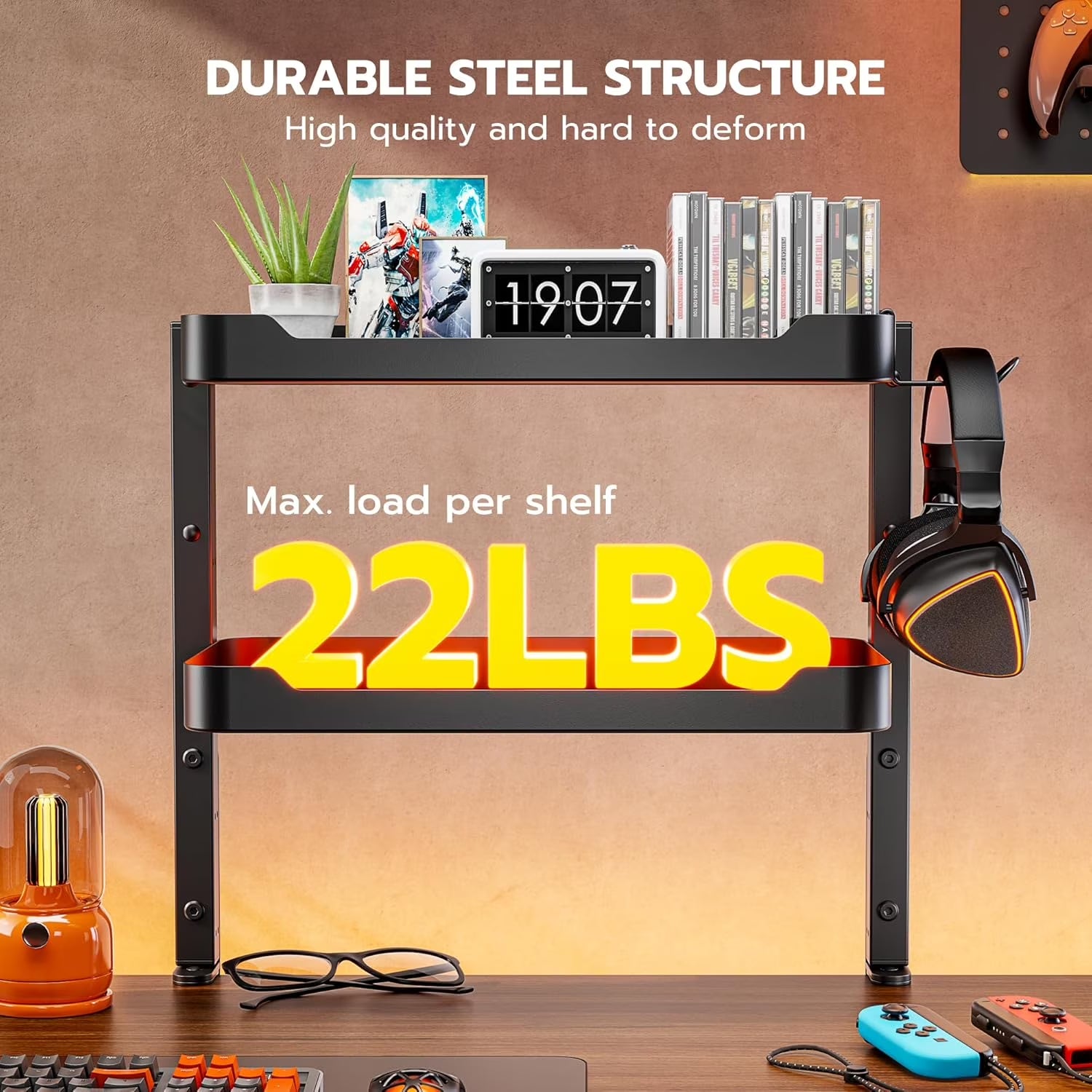 2-Tier Clamp-On Desk Shelf – 16″