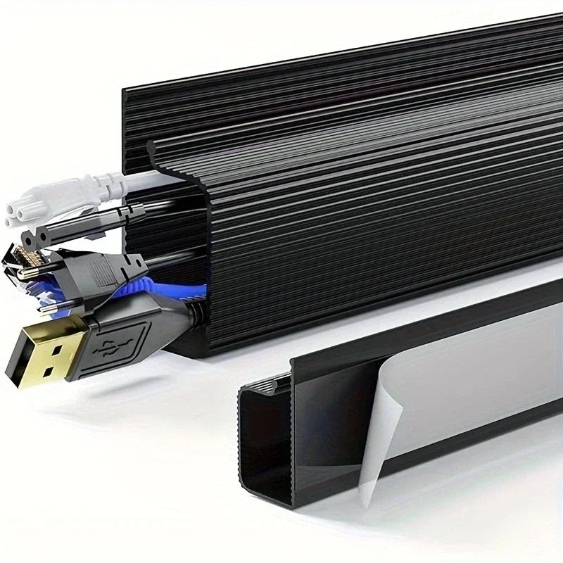 No-Drill Under-Desk Cable Management Raceway