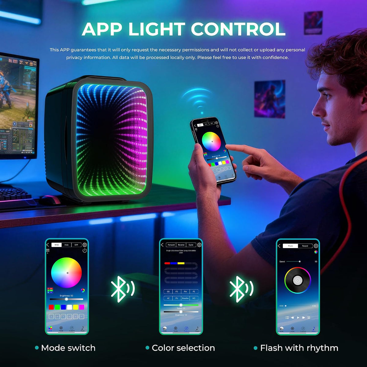 Mini Fridge 4L/6 Can with APP Light Controller for Gaming Room