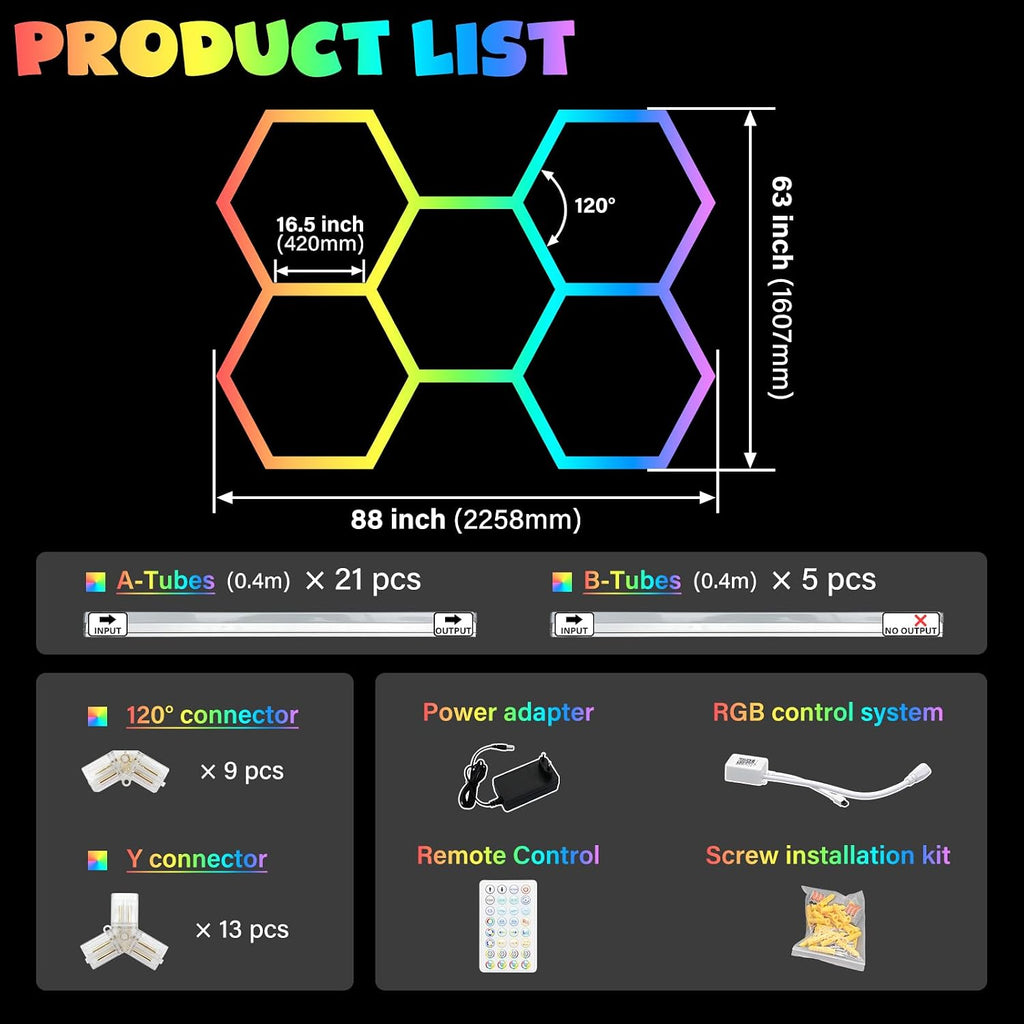 RGB Hexagon Gaming Wall Lights