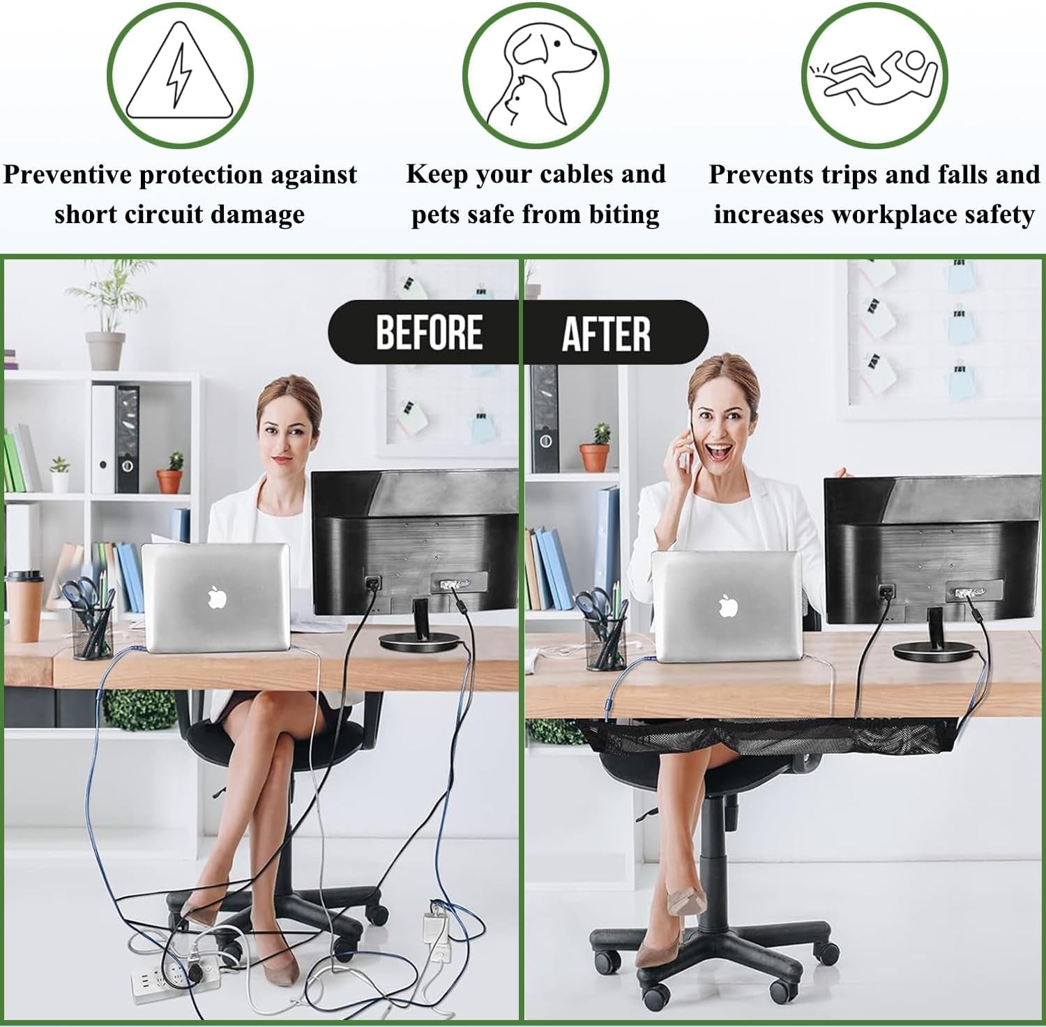 Heavy-Duty Under-Desk Cable Management Net