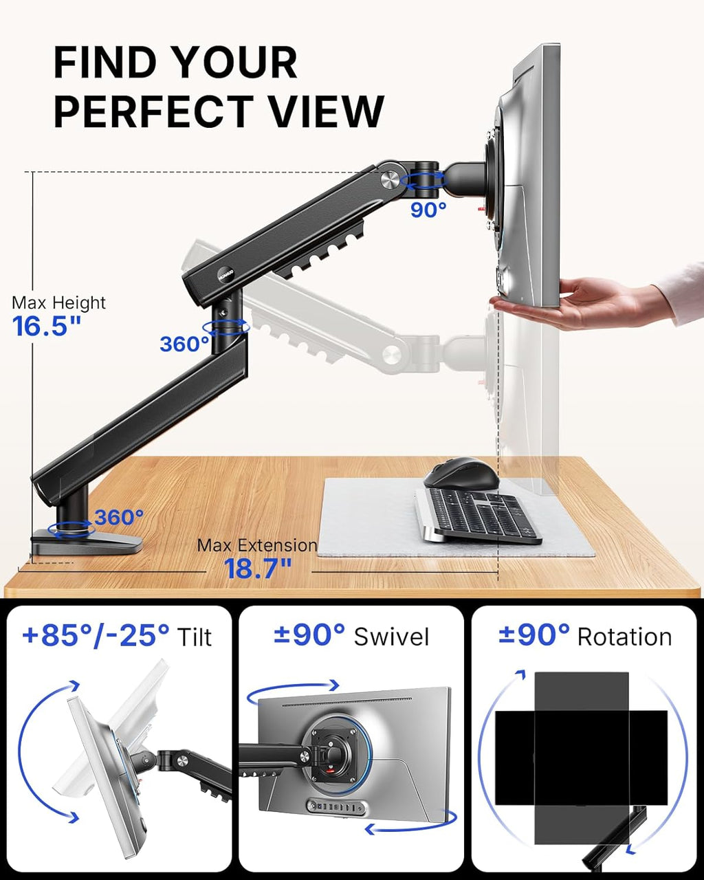 Flowlift™ Pro Single Monitor Mount