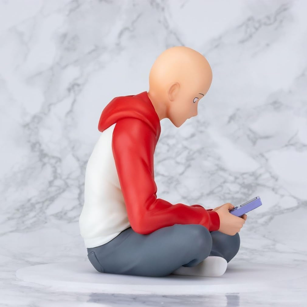 Anime Saitama Figure Genos Action Figure Saitama Action Fugures Anime Sitting Statues Figurine Collectibles 3.94In