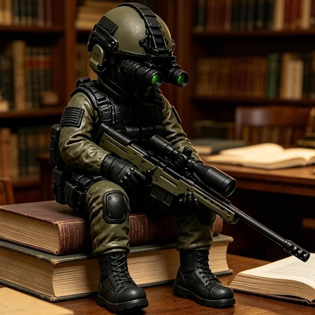 Mini Tactical Soldier Statue 3.15 Inch, Lifelike Special Forces Sniper Figure, Desktop Decor Collectible Gift for Military Lovers & Gamers（2Pcs
