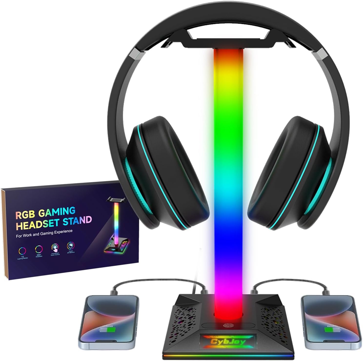 RGB Headset Stand with USB & USB-C Hub