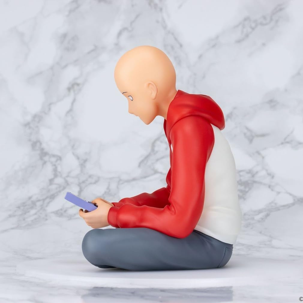Anime Saitama Figure Genos Action Figure Saitama Action Fugures Anime Sitting Statues Figurine Collectibles 3.94In