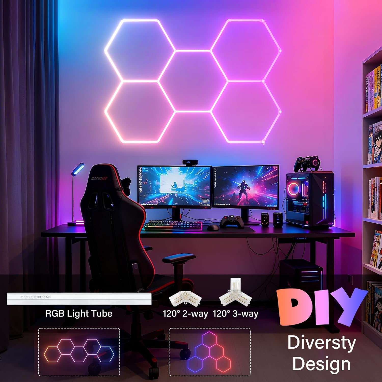 RGB Hexagon Gaming Wall Lights