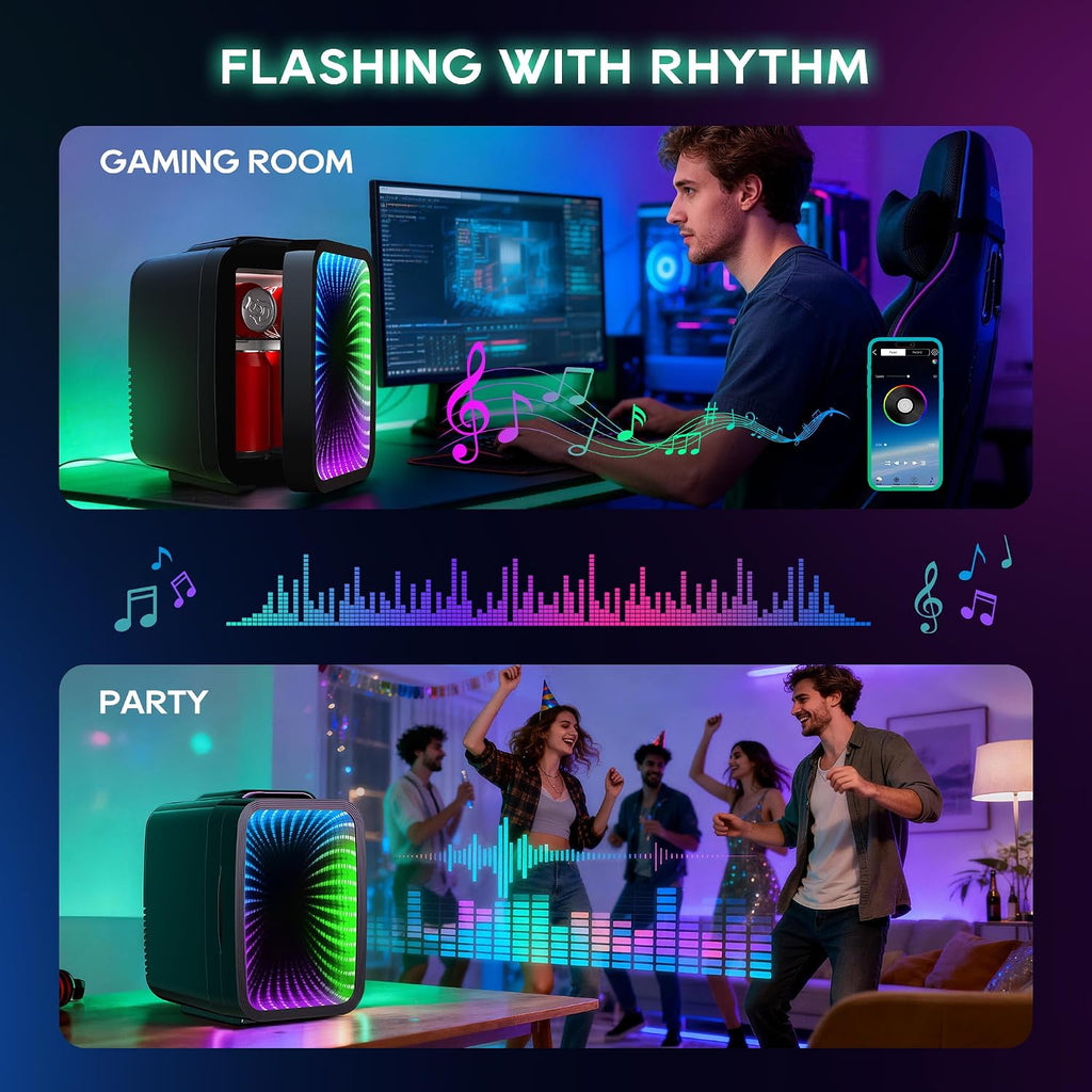 Mini Fridge 4L/6 Can with APP Light Controller for Gaming Room