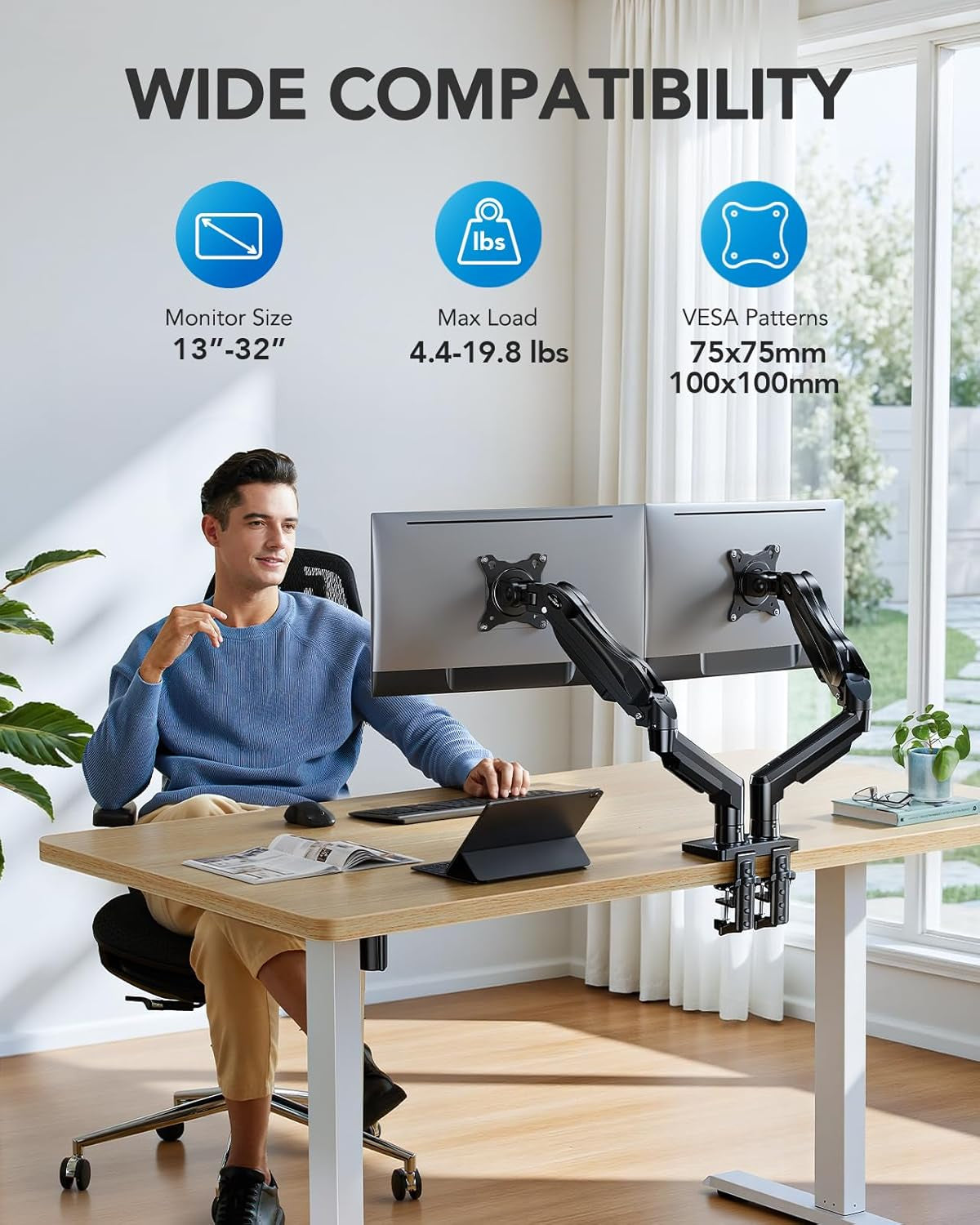 Flowlift™ Full-Motion Dual Monitor Stand