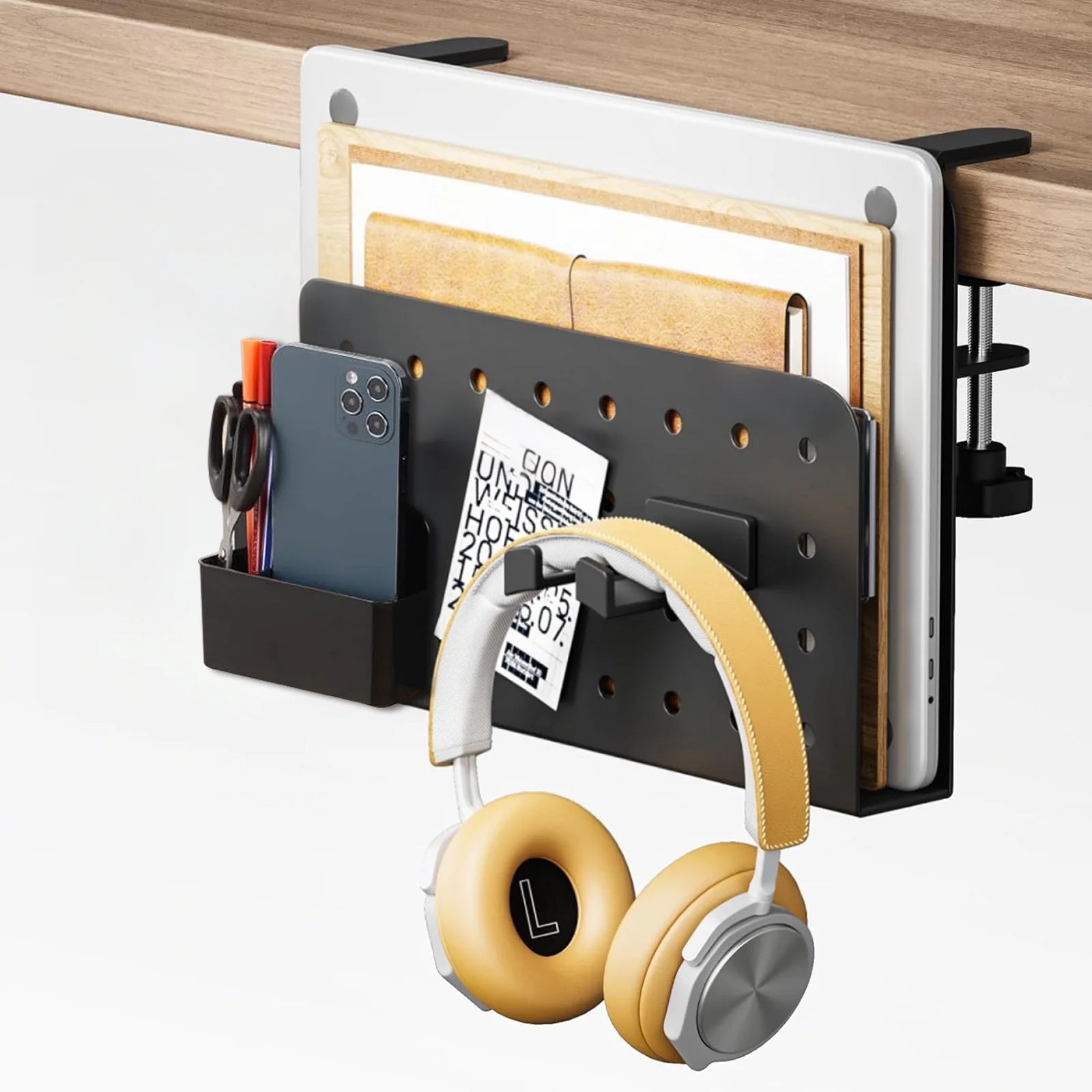 Clamp-On Desk Side Storage Organizer