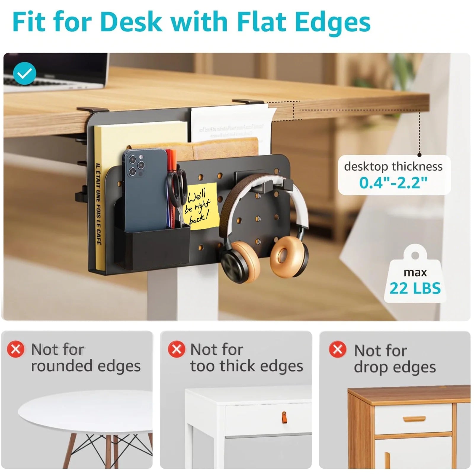 Clamp-On Desk Side Storage Organizer