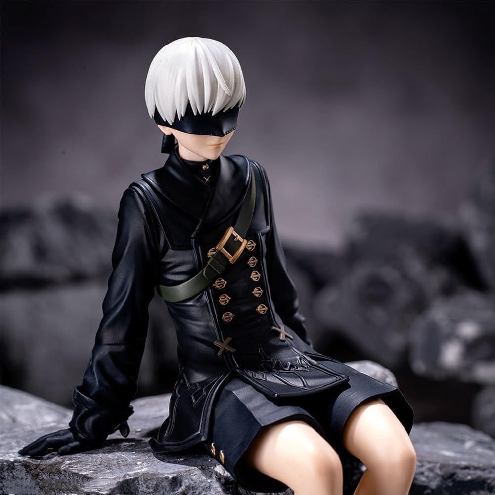 2Pcs 2Byorha and 9Syorha Figure, 15Cm 2B and 9S Cake Topper Figures, Sitting Pose No.9 Type S Figurine No.2 Type B Statue, PVC Handmade Collectible Desktop Decoration