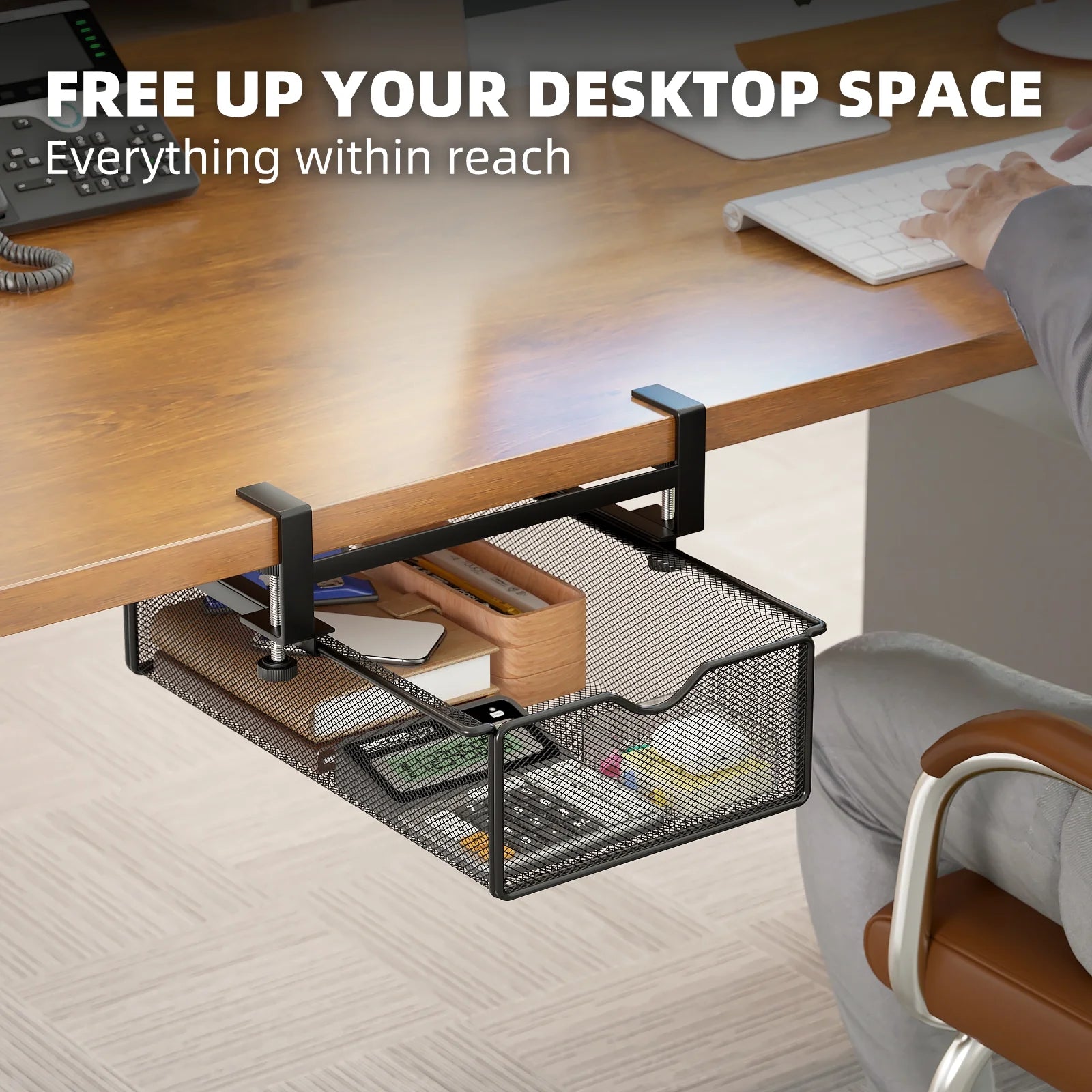 Slide-Out Under-Desk Organizer