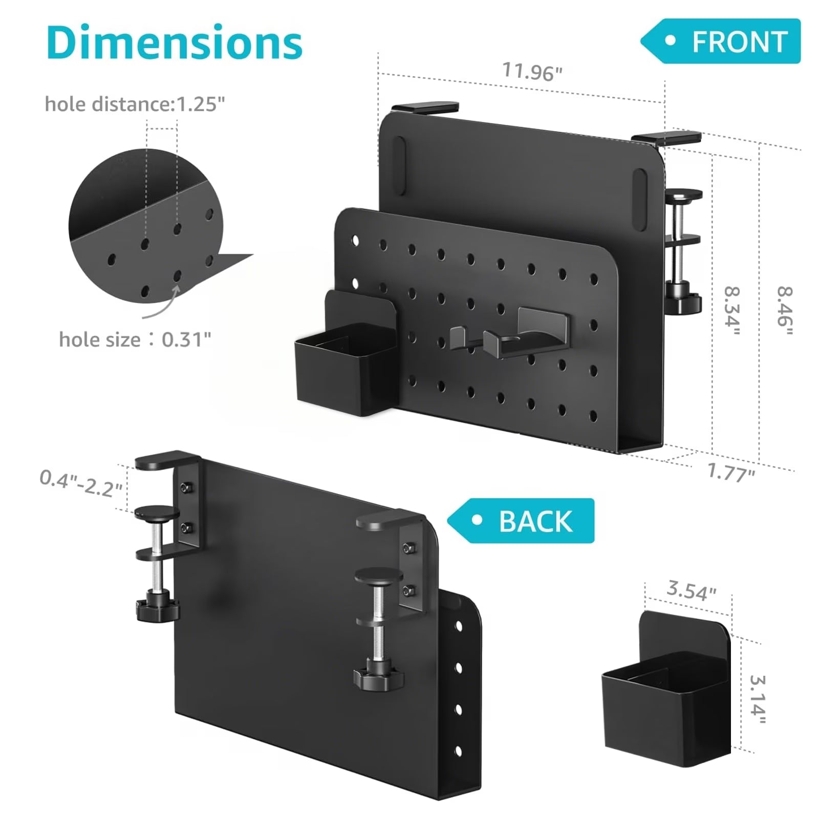 Clamp-On Desk Side Storage Organizer