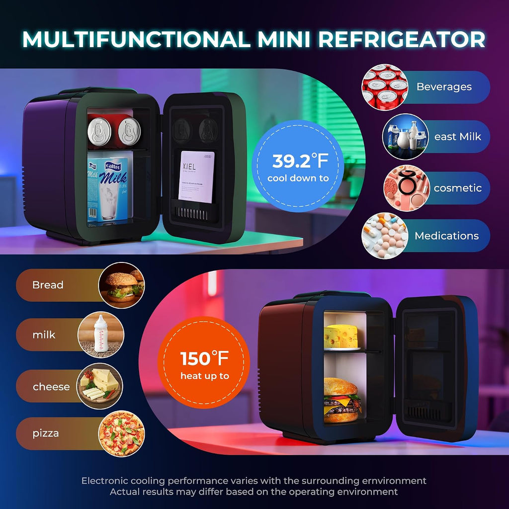Mini Fridge 4L/6 Can with APP Light Controller for Gaming Room