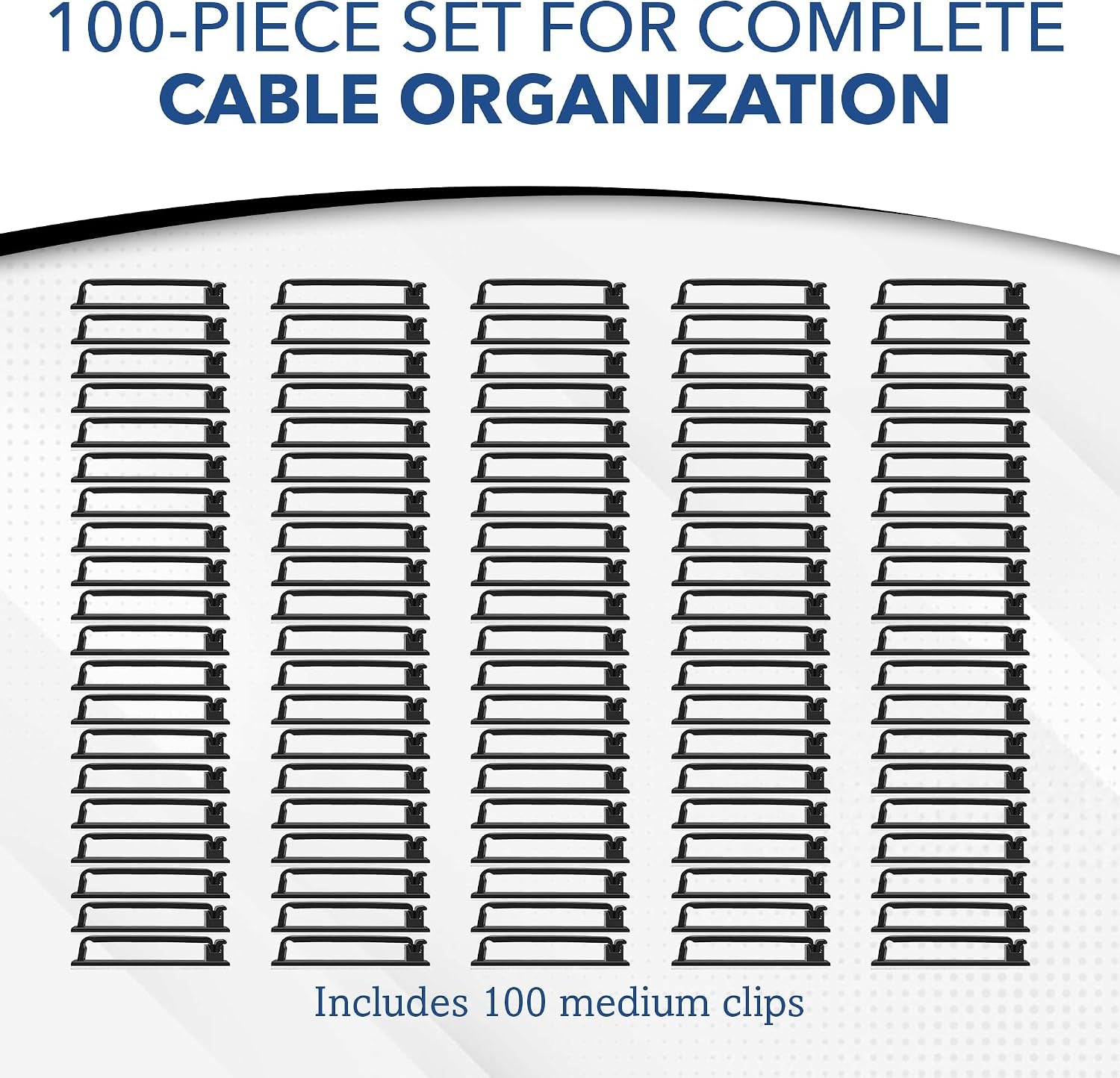 100-Pack Self-Adhesive Cable Management Clips – Black