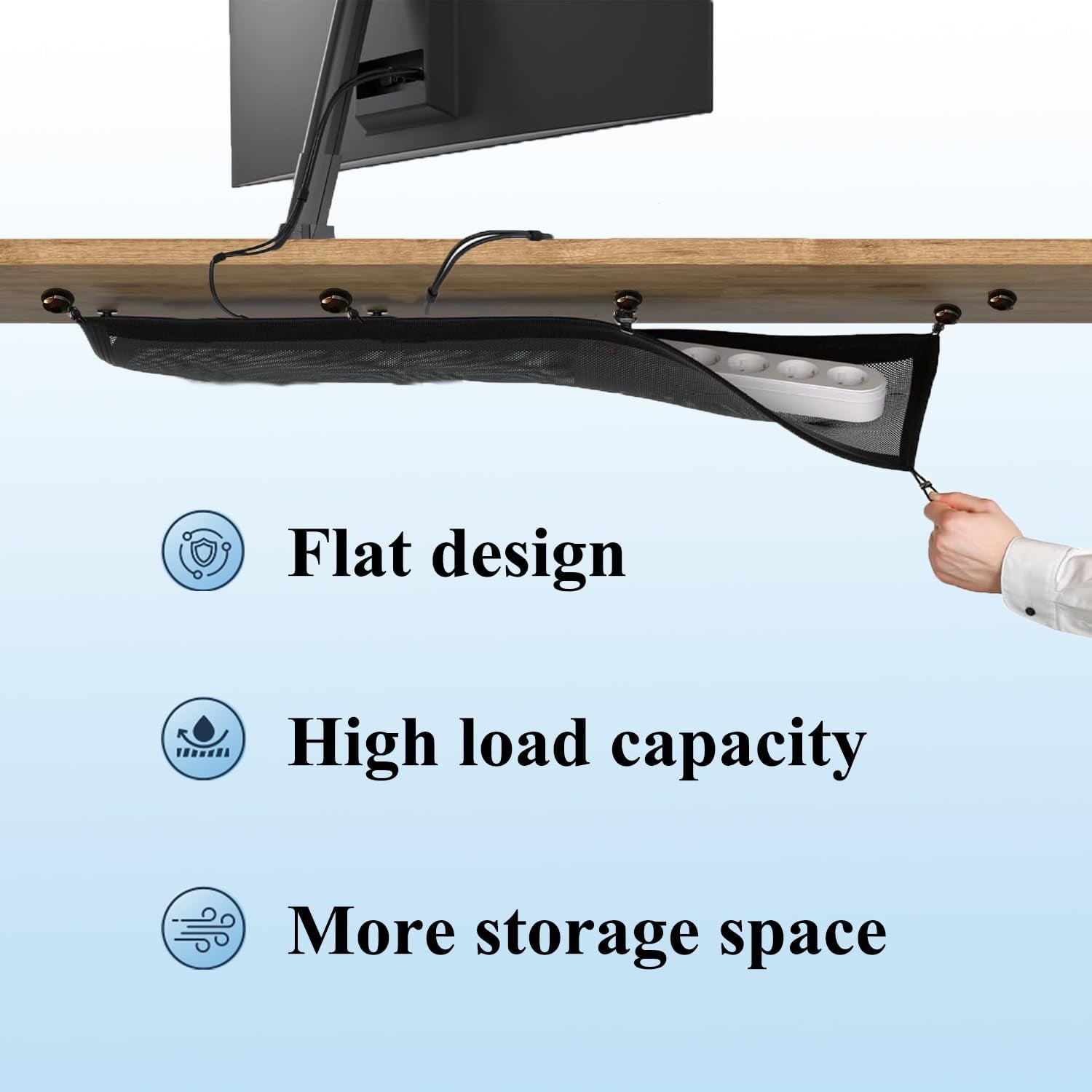 Heavy-Duty Under-Desk Cable Management Net