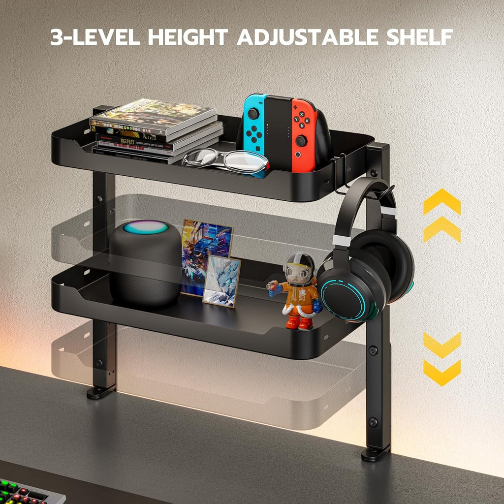 2-Tier Clamp-On Desk Shelf – 16″
