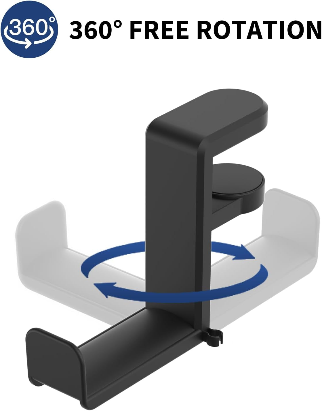 360° Under-Desk Headset Hanger – Black