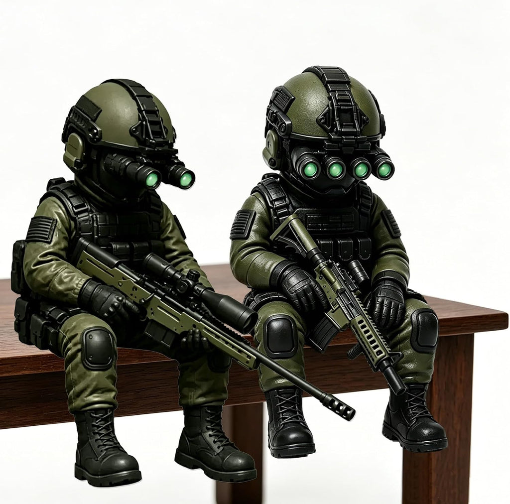 Mini Tactical Soldier Statue 3.15 Inch, Lifelike Special Forces Sniper Figure, Desktop Decor Collectible Gift for Military Lovers & Gamers（2Pcs