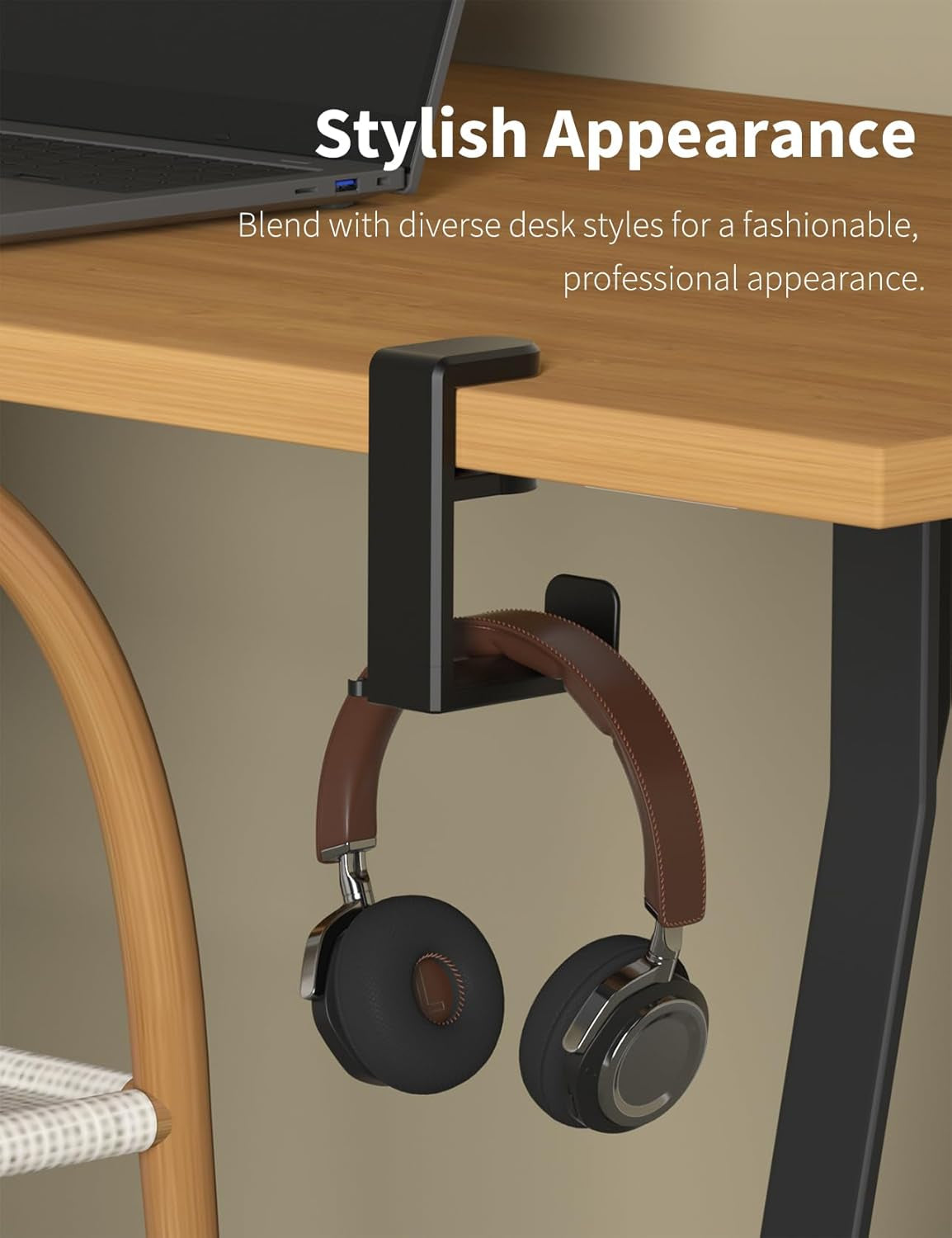 360° Under-Desk Headset Hanger – Black
