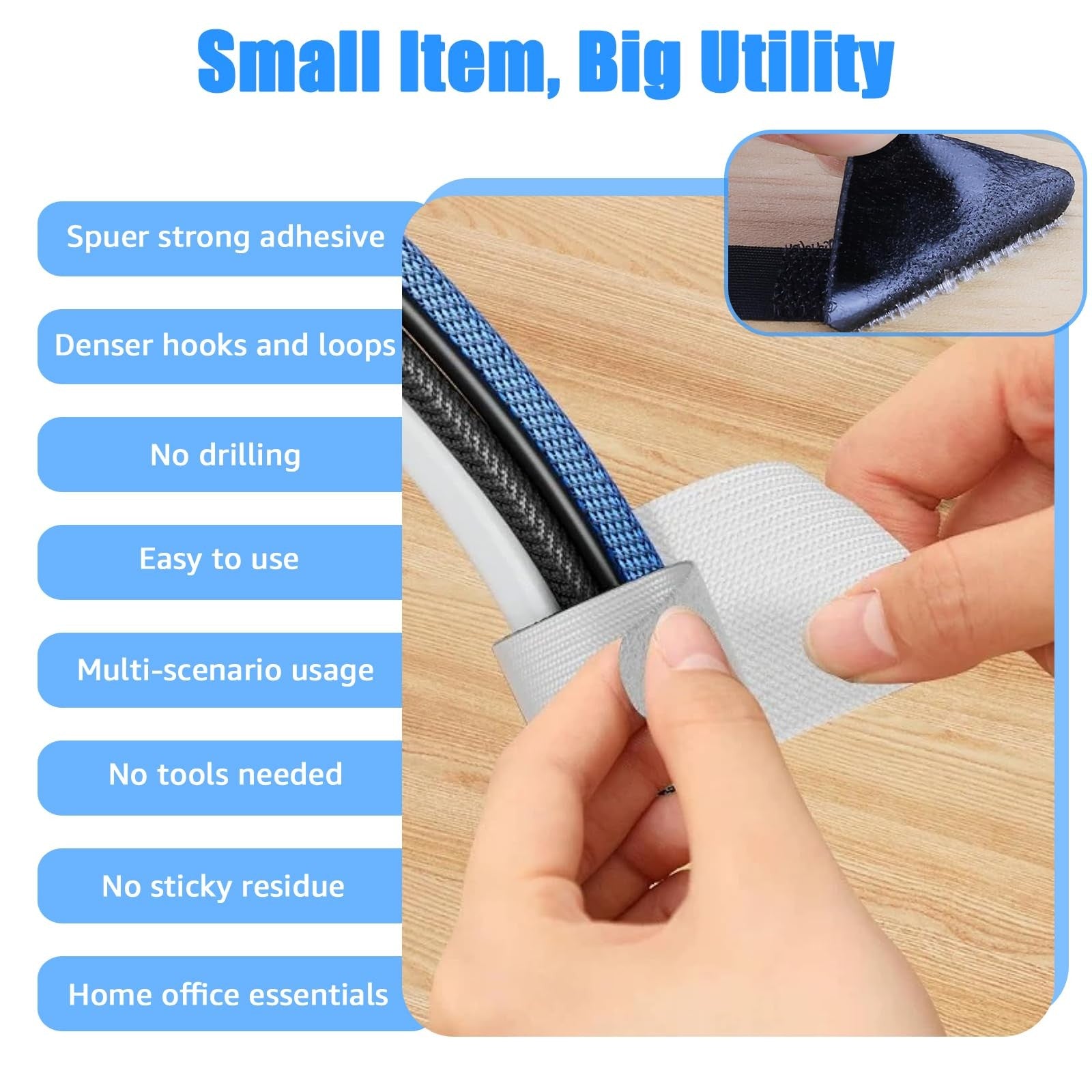 80-Pack Hook & Loop Cable Ties