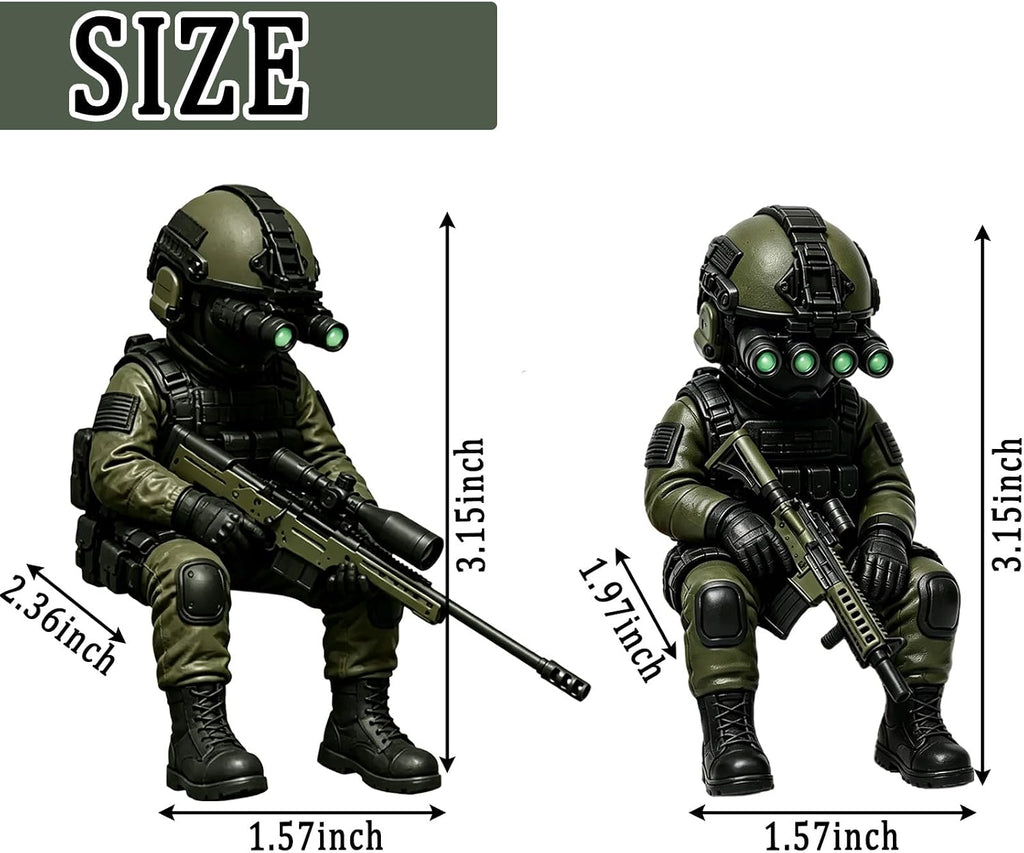 Mini Tactical Soldier Statue 3.15 Inch, Lifelike Special Forces Sniper Figure, Desktop Decor Collectible Gift for Military Lovers & Gamers（2Pcs
