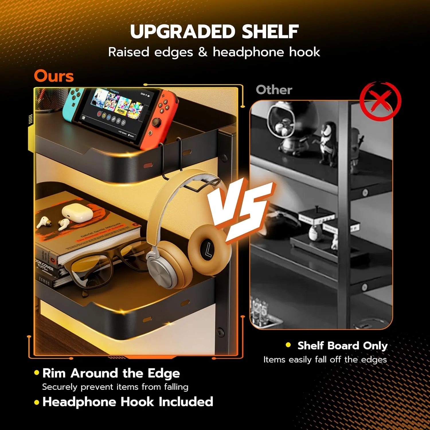 2-Tier Clamp-On Desk Shelf – 16″