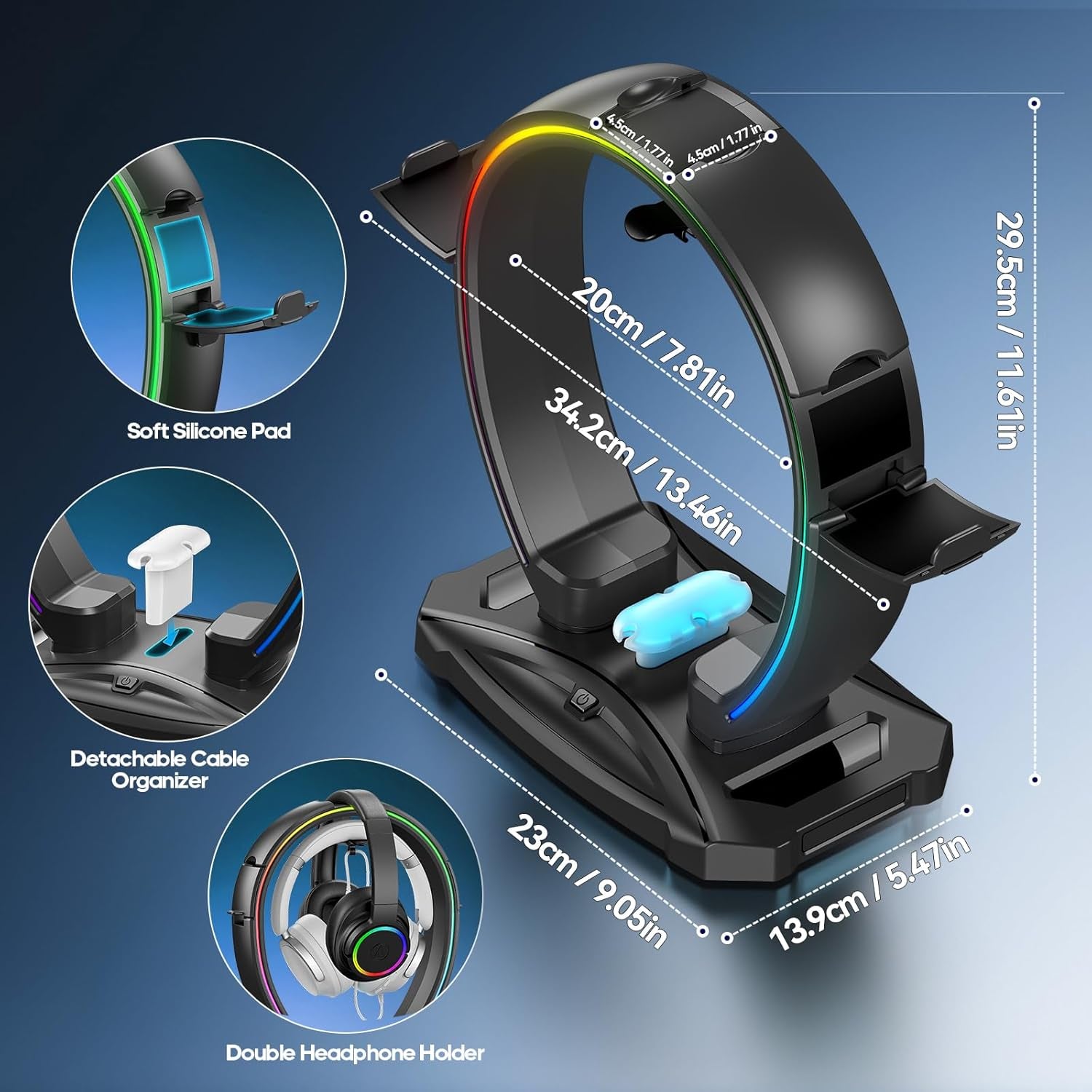 RGB Headset & Controller Stand – 9 Light Modes
